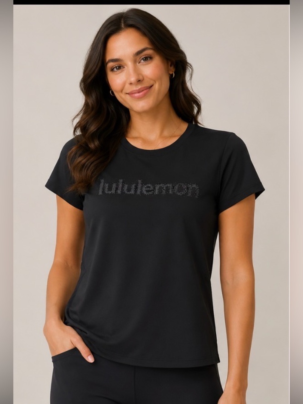 lululemon athletica Black Short Sleeve Tee with Subtle Logo